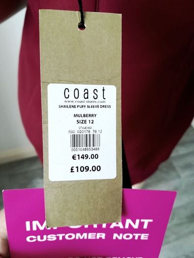Dark red/burgundy Coast dress, size 12