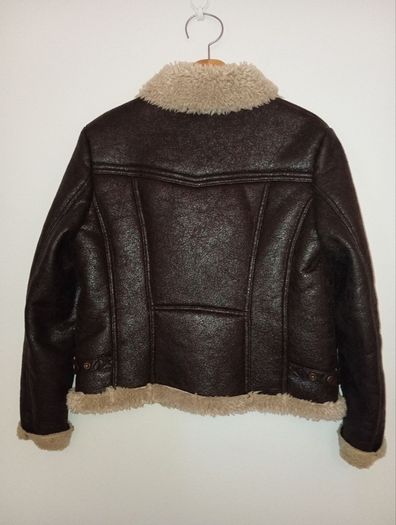 Saki Collection faux shearling aviator jacket / biker coat - Size 40