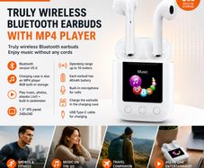 Denver TWE-61 MP4 Bluetooth Earbuds Truly Wireless Bluetooth Earbuds with MP4 Player