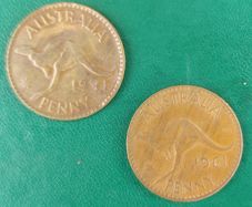 AUSTRALIA 1941 and 1961  Pennies In Extremely Fine Condition