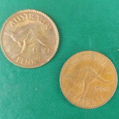 AUSTRALIA 1941 and 1961  Pennies In Extremely Fine Condition