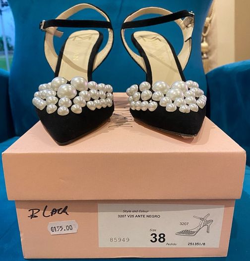 Marian black suede shoes with pearls