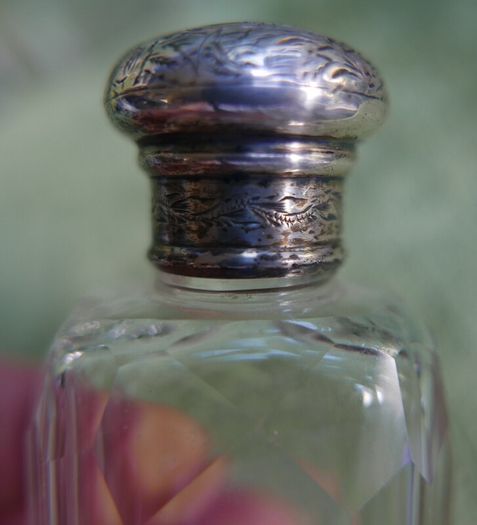 Antique Edwardian 1800s Set 5 Sterling Silver Cut Glass Vanity Pin Bottles Jars