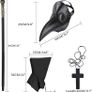 SEASONAL SALE 4PCS Plague Bird Doctor Mask PU Leather Long Nose Beak Mask with Cloak Crucifixion Necklace Scepter for Cosplay Halloween Image 2