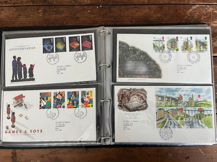Collection of  74 UK First Day Cover stamps 1987 to 1992 in album plus 5 extra pages and book