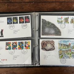 Collection of  74 UK First Day Cover stamps 1987 to 1992 in album plus 5 extra pages and book