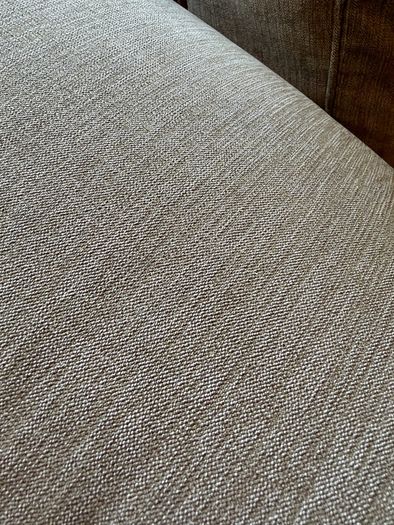 Two-seater sofa and foot stool taupe velvet