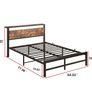 Double Bed Frame,Metal Platform Bed 135x190 cm,Brown No Box Spring Needed,Steel Slats Mattress Base,with Wood Storage Headboard,Noise Free,Black Double Bed Frame,Easy Assembly Image 7