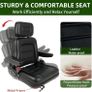 Universal Lawn Mower Seat, Foldable Tractor Seat with Armrest Headrest and Seatbelt, Adjustable Backrest and Slide Rail, Waterproof Loader Forklift Seat for Garden Tractor, Bucket, Excavator Image 3