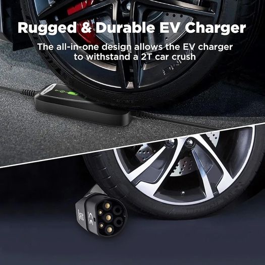 EV Charger Type 2 to 3 Pin Plug, 3kW | 8A-13A | 10M Portable EV Charger, Electric Car Charger Type 2 Charging Cable with LED Indicators IP66 Waterproof for EVs & PHEV