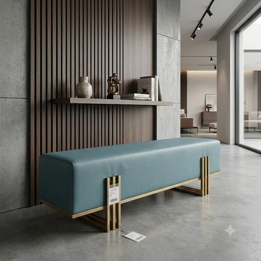 Aurora Luxury Bench  180cm Gold Frame Upholstered Bench