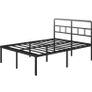 Black Double Bed Frame 4ft 6 with Curved Headboard, Heavy Duty 46 cm High Image 2