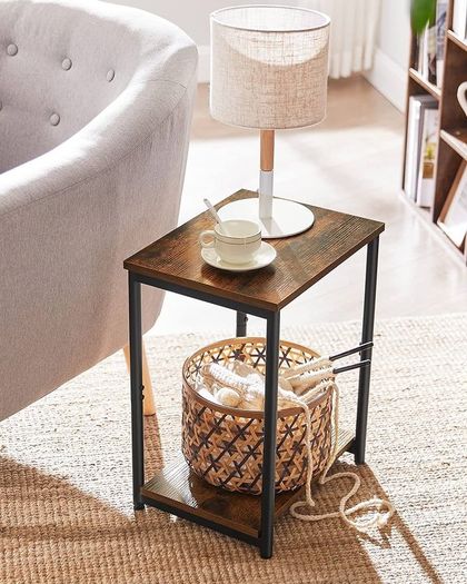 NEW SALE | Set of 2 Side Tables, 2-Tier Sofa Side Tables, Bedside Tables with Steel Frames, for Living Room, Bedroom, Home Office