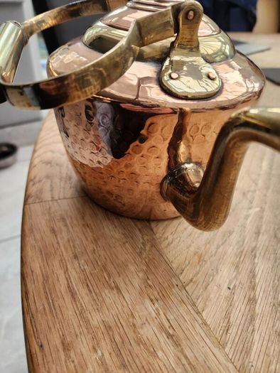 Victorian brass and copper kettle