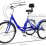 24 Inch Foldable Tricycle for Adults, Bicycle for Seniors, Folding Tricycle with Storage Basket, 7 Gears, Ideal for Shopping, Weights Capacity 120 kg, Blue Image 3