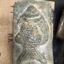 Vintage Fish-Design Pottery Bottle Vase Rustic Green Finish Image 3