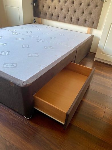 Bed base with storage drawers and headboard