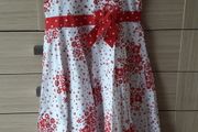 Lovely girl dress,Red and white flower girl dresses.
