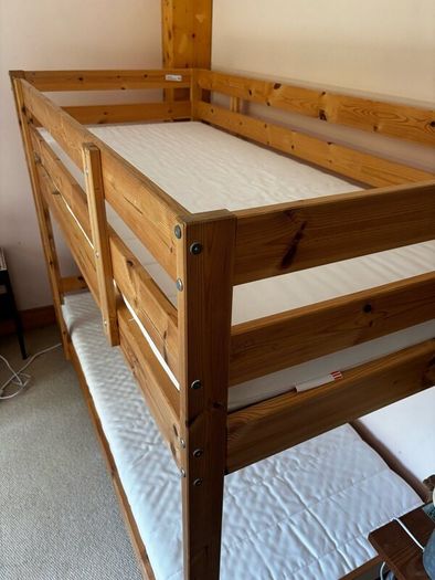3 IKEA MYDAL solid wood bunk beds with mattresses