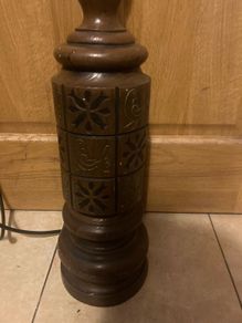 1970s wooden craved lamp