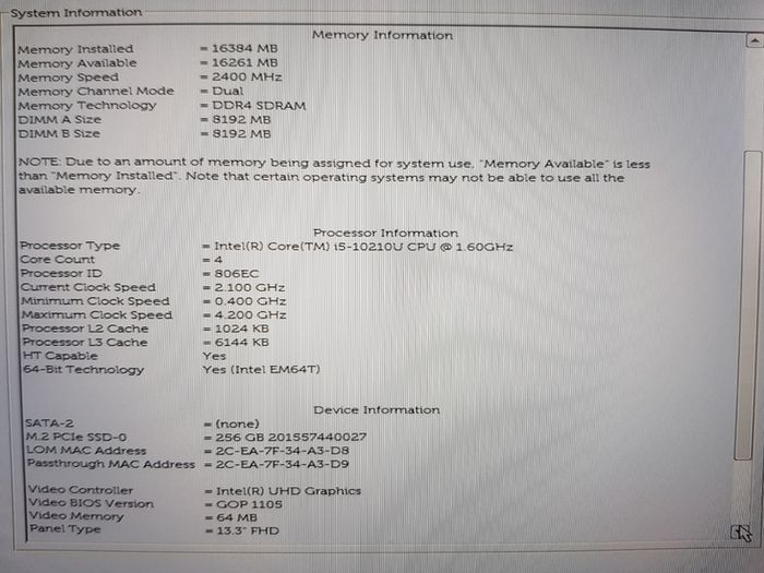 Dell Latitude 5310,i5 Cpu (10th gen) 16 GB, 256 GB Storage (m.2).