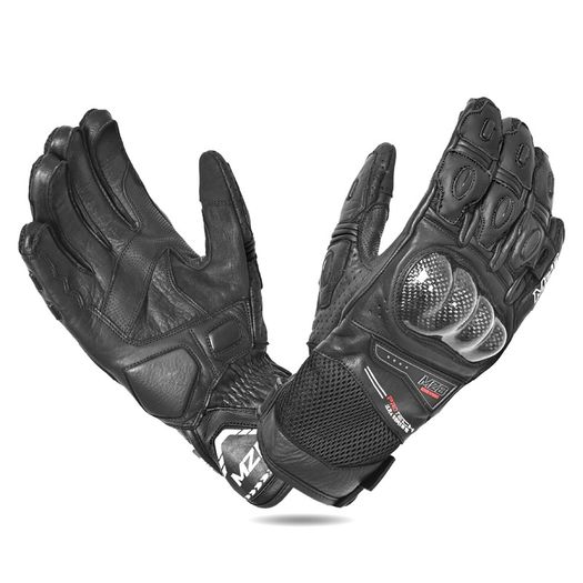 MZB RaceTech Short Motorcycle Cowhide Leather Gloves with Aramid Protection