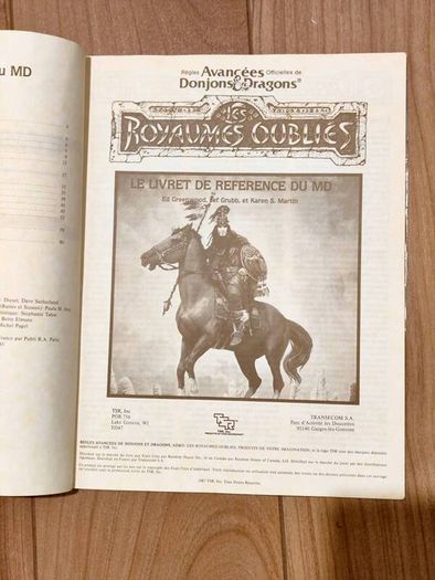Advanced Dungeons & Dragons Forgotten Realms Sourcebook TSR 1987 Donjons et Dragons Royaumes oublies French D&D DnD ADnD AD&D