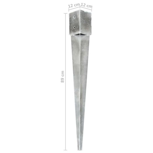 Ground Spikes 6 pcs Silver 12x12x89 cm Galvanised Steel