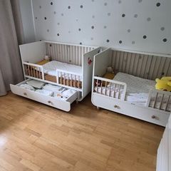 2x MYLLRA Cot with drawer, white, 70x140 cm