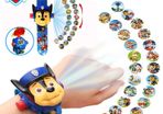 Paw Patrol 3D Projection Watch Chase Marshall Rocky Cartoon Model Action Figures Toys Set Anime Toy Peripherals Children Wristband