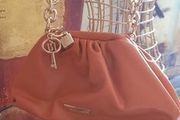 River Island Burnt Orange Chunky Chain Ruched Bag, AV