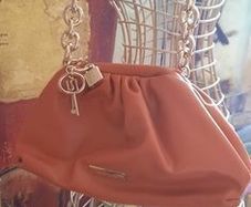 River Island Burnt Orange Chunky Chain Ruched Bag, AV