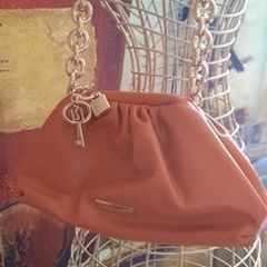 River Island Burnt Orange Chunky Chain Ruched Bag, AV