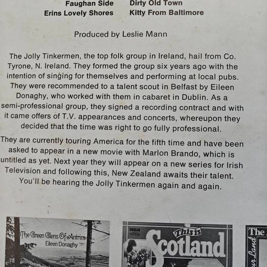 The Jolly Tinkermen, Belfast to Baltimore  Irish Folk Trad