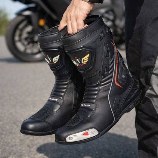 Genuine Leather Motorcycle Riding Boots Heavy Duty Ankle Protection Touring & Racing Boots