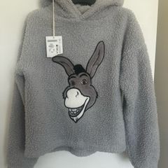 Primark Shrek Donkey Grey Fleece Hoodie (Size XS UK 6/8)