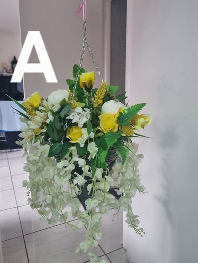 hanging baskets yellow