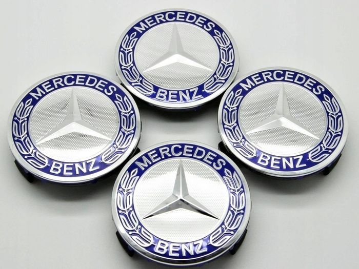 4 x Alloy Wheel Centre Caps 75mm for Mercedes Benz Light Blue