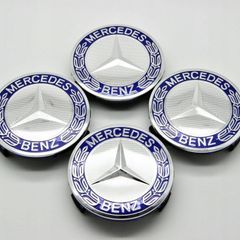 75 mm Mercedes wheel Caps 4pcs Light Blue