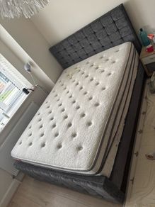 King Size Bed Frame (Dark Grey) & Odearest Glenveigh 1800 Pocket Spring Mattress (5ft)