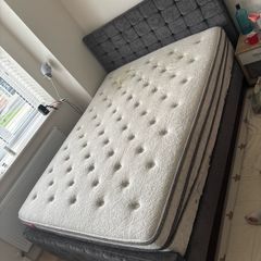 King Size Bed Frame (Dark Grey) & Odearest Glenveigh 1800 Pocket Spring Mattress (5ft)