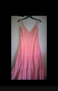 Peach dress apricot Brand New embroidered romantic New look spaghetti strap ruffle frill hem zipper on the black cut out detail empire seam crochet detail  cami summer holiday beach party Size UK 10