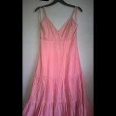 Peach dress apricot Brand New embroidered romantic New look spaghetti strap ruffle frill hem zipper on the black cut out detail empire seam crochet detail  cami summer holiday beach party Size UK 10