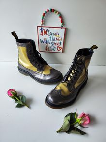 Dr Martens Harrie brogue 1460 gold silver 8 eye boots UK6.5 EU40 US8.5