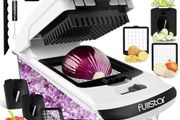 Vegetable Chopper Vegetable Cutter - Veggie Onion Salad Food Chopper Manual - Potato Chipper - Veg Chopper and Dicer - Kitchen Tools &amp; Gadgets (4-in-1 White)