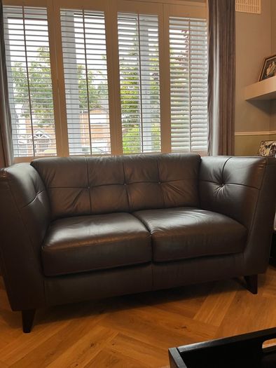 3 & 2 seater brown Italian leather sofas