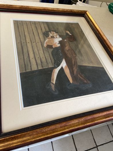 Tango Dancers, original pastel and oil painting by Argentinian artist
