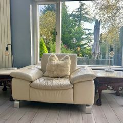 leather armchair ecru off white