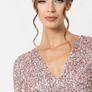 Maya Frosted Pink V Neckline Embellished Midi Dress Image 6