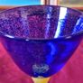 Murano Style Cobalt Blue And Yellow Glass Stemmed Goblet Image 7